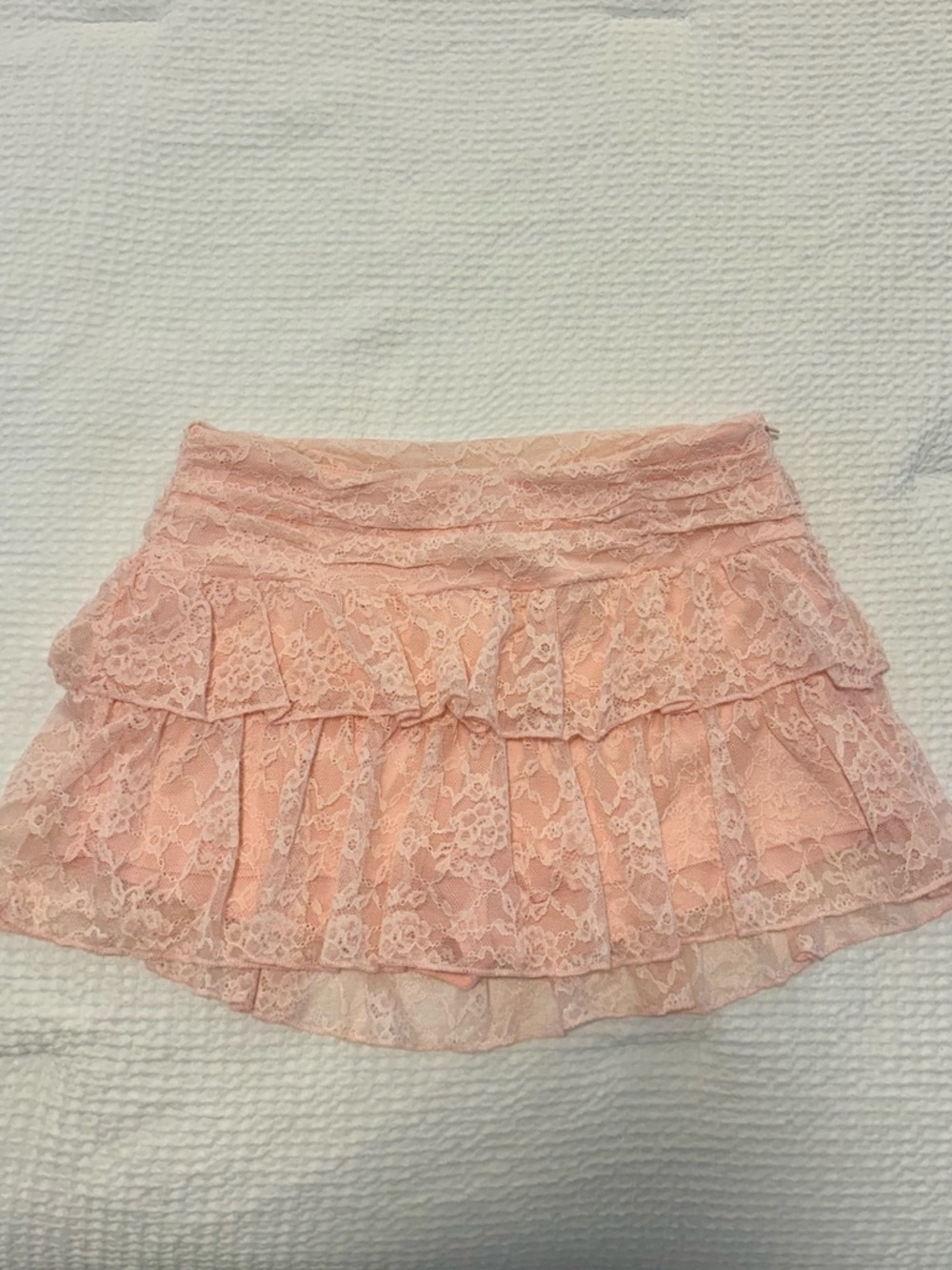 Lace Tiered Mini Skirt - Blush Pink